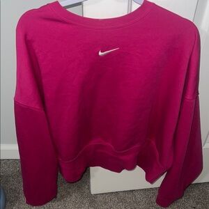 Nike Hot Pink Cropped Crewneck Sweatshirt